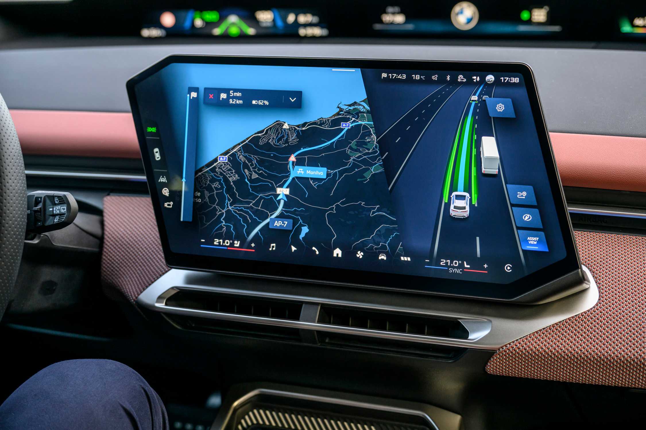 BMW iX3 using driving assistance on a motorway