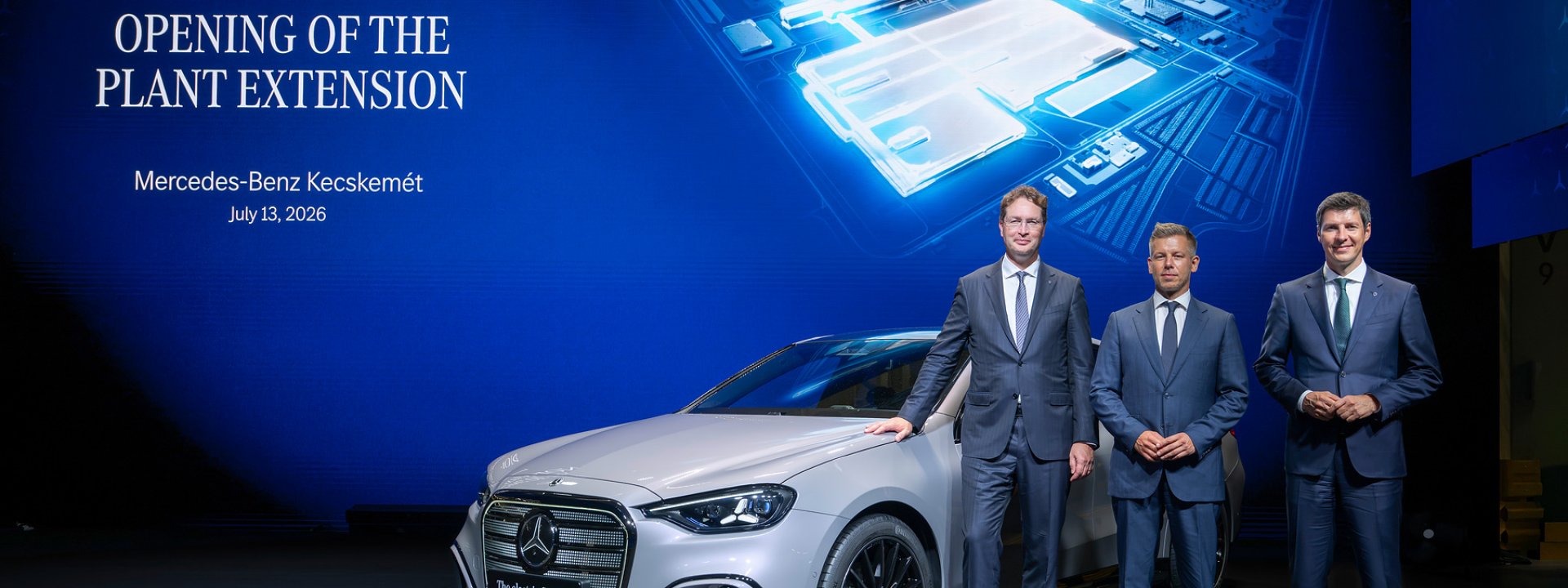 Mercedes-Benz electric C-Class at the opening of the expanded Kecskemét plant