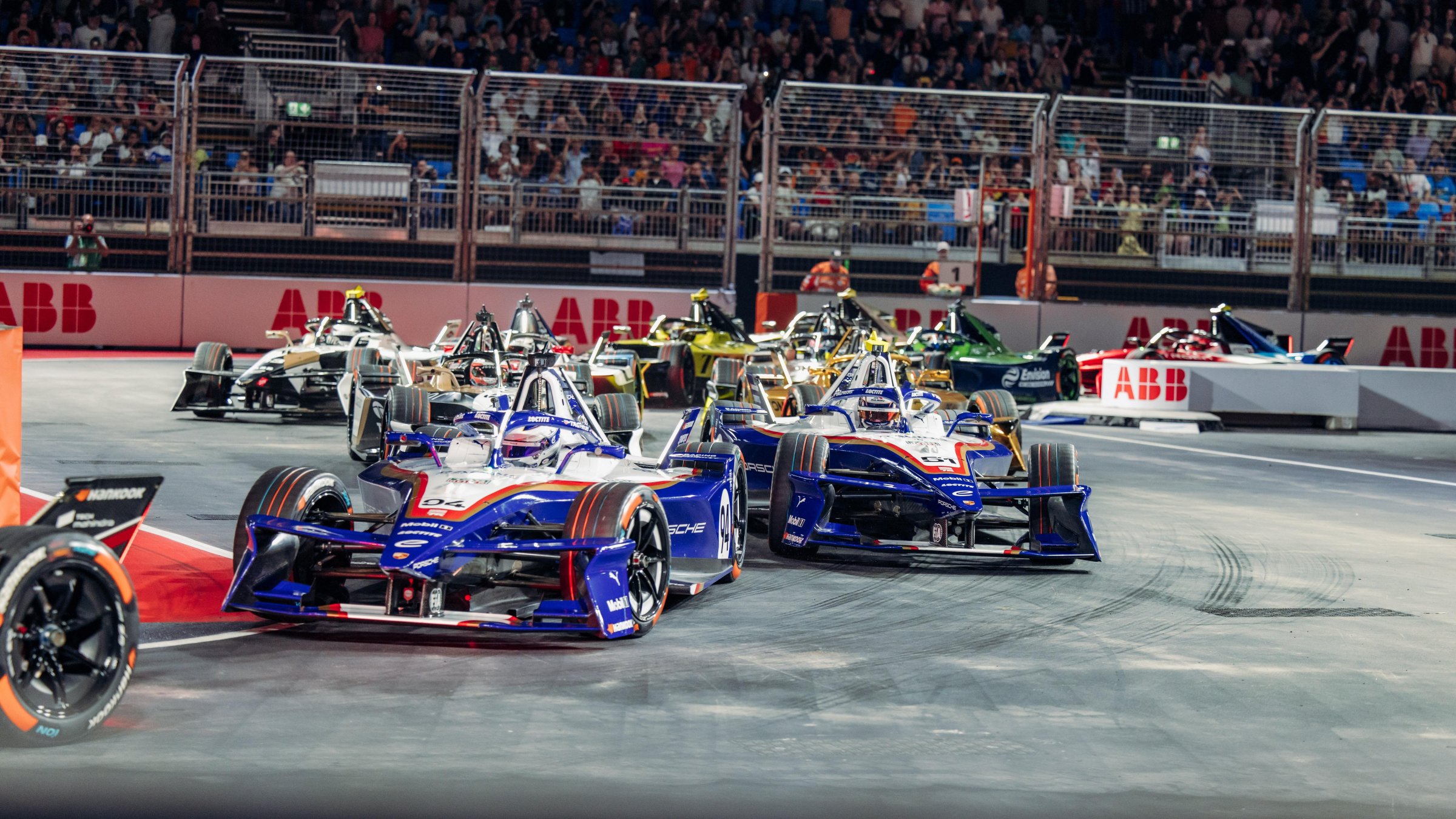 Porsche Formula E team celebrating the 2025/2026 world championship in London