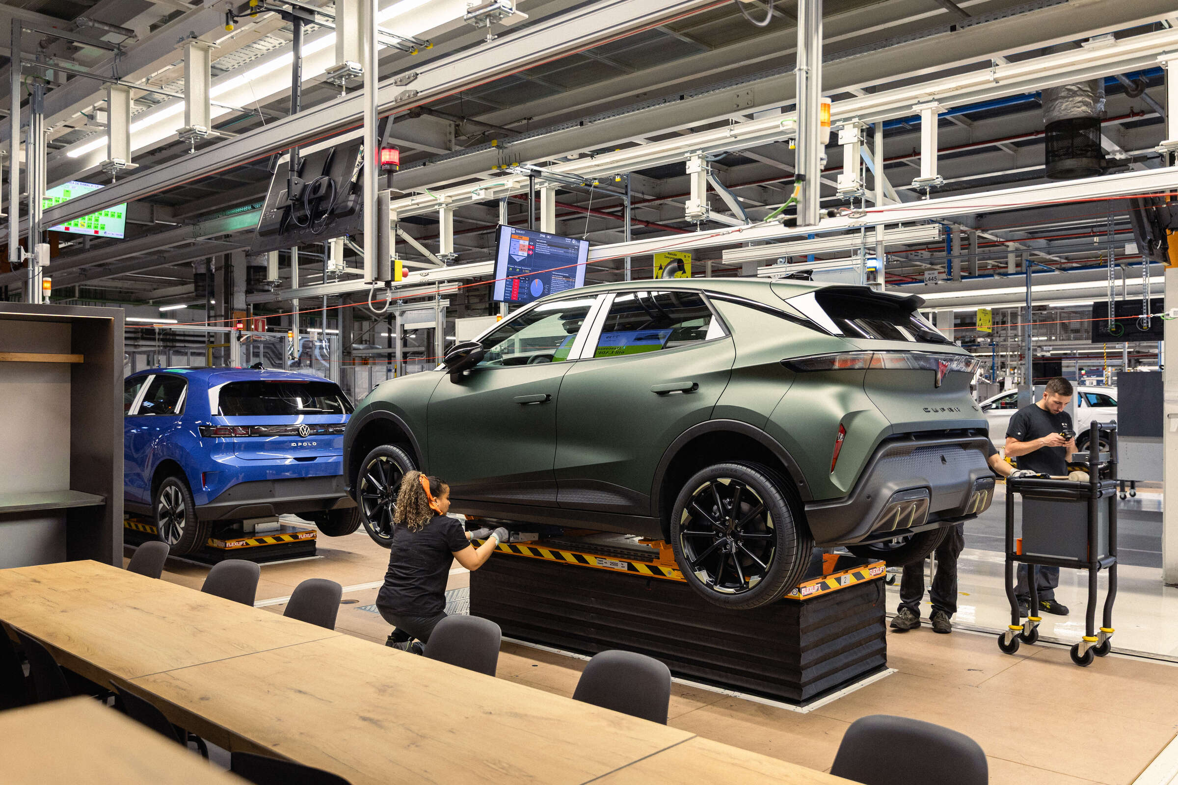 CUPRA Raval and Volkswagen ID. Polo on the Martorell production line in Spain